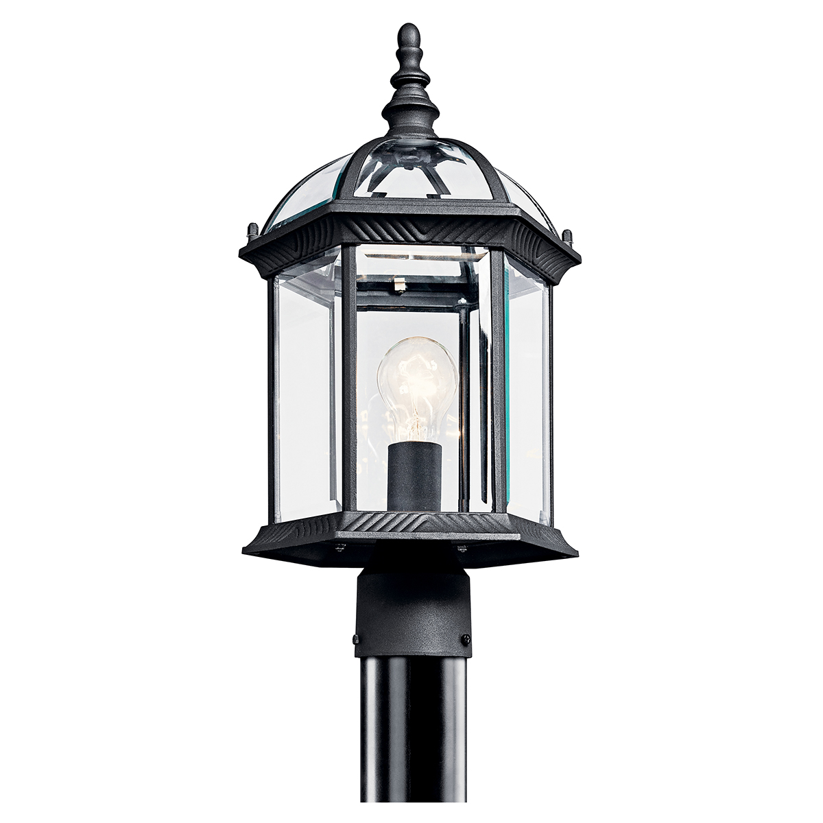 Barrie 1 Light Post Mount with LED Bulbs Black